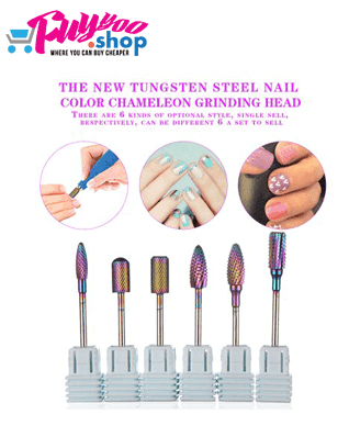 Fuyyoo Rainbow Tungsten Steel Nail Drill Kit 6 in 1